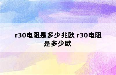 r30电阻是多少兆欧 r30电阻是多少欧